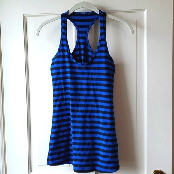 LULULEMON STRIPED RACER BACK TANK TOP SMALL LONG LENGTH - Picture 1 of 5